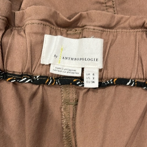 Anthropologie Ellie Embroidered Cotton Utility Pants with Belt 2 Tan - Picture 14 of 16